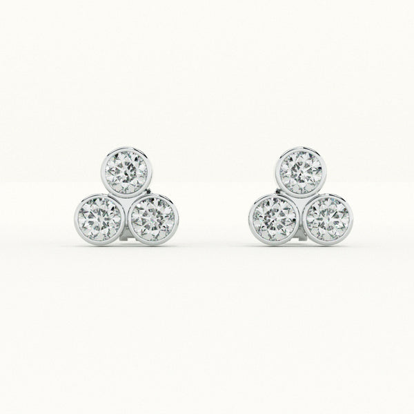 Trio Cluster 925 Sterling Silver Studs