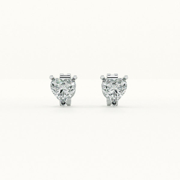 Heart-Shaped Diamond 925 Sterling Silver Studs
