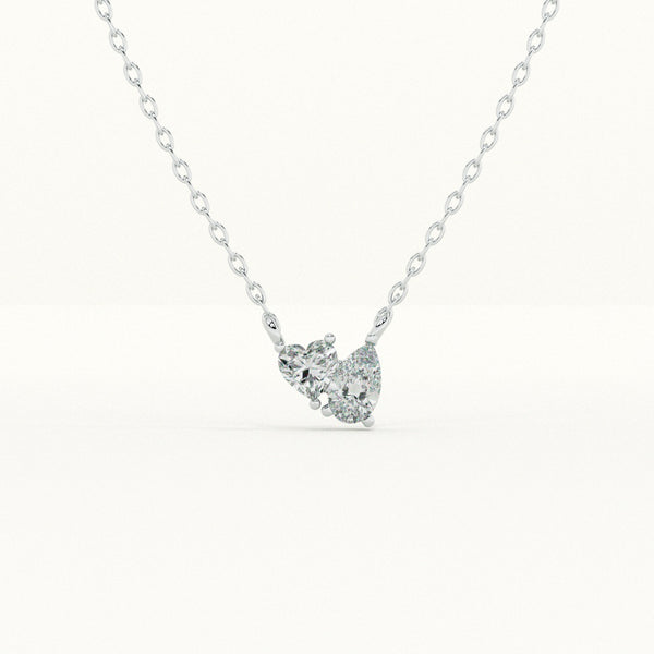 Twin Heart 925 Sterling Silver Necklace