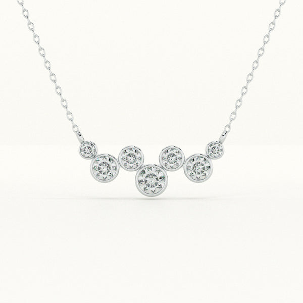Graduated Cluster 925 Sterling Silver Necklace