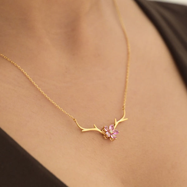 Cherry Flower Necklace- 18k Gold Vermeil