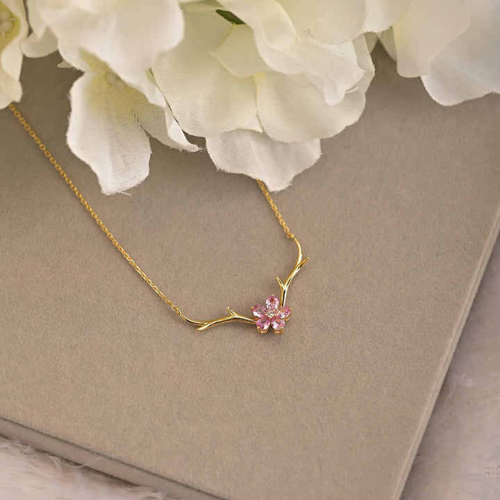 Shop Cherry Flower Necklace- 18k Gold Vermeil Palmonas-1
