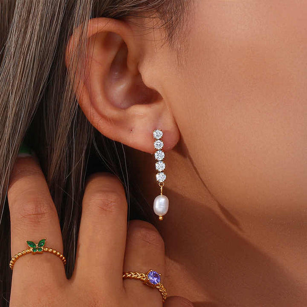 Shop Pearl Drop Diamond Earrings Palmonas-1
