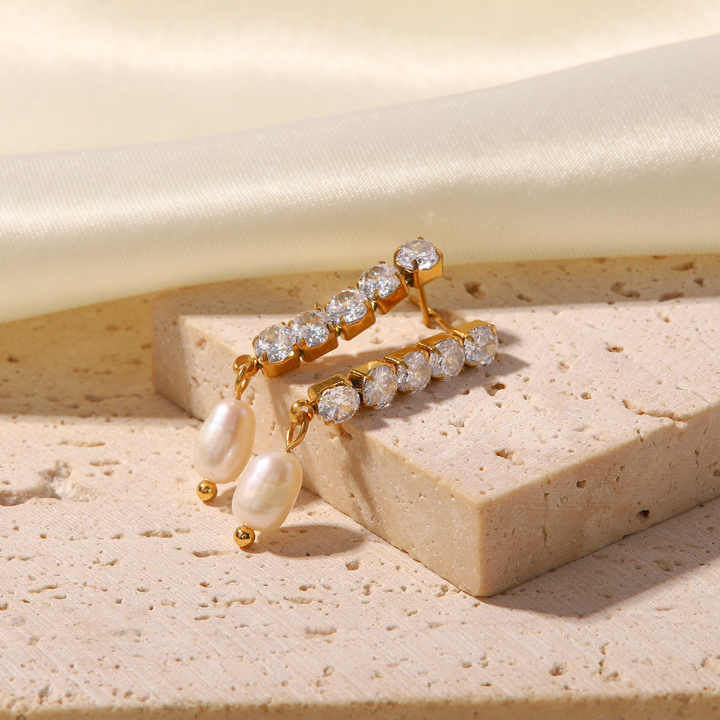 Shop Pearl Drop Diamond Earrings Palmonas-6
