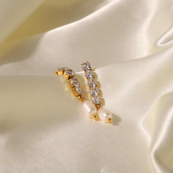 Shop Pearl Drop Diamond Earrings Palmonas-7