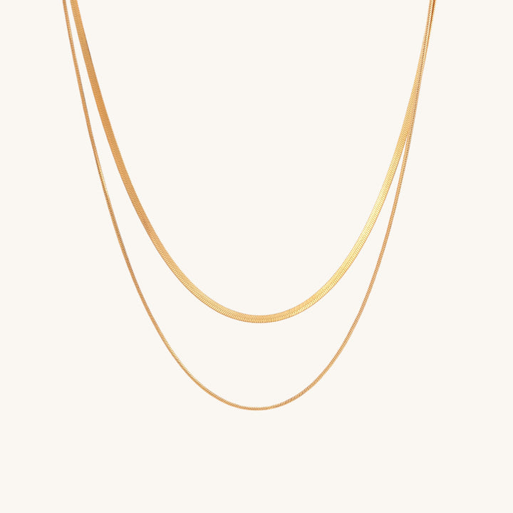Shop Plain Chain Two Layer Necklace- 18k Gold Plated Palmonas-8