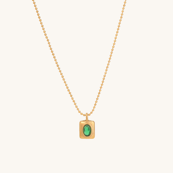 Shop Green Stone Necklace- 18k Gold Plated Palmonas-2