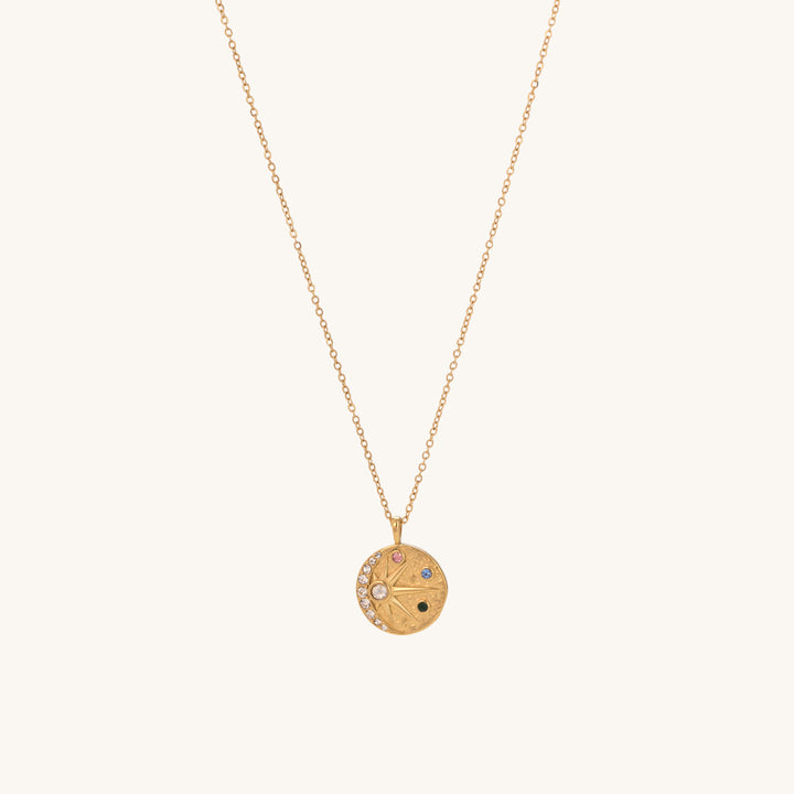 Shop Colourful Mini Stones Round Necklace- 18k Gold Plated Palmonas-2
