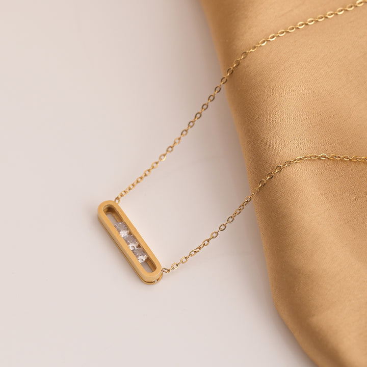 Shop Stones Bar Necklace- 18k Gold Plated Palmonas-4