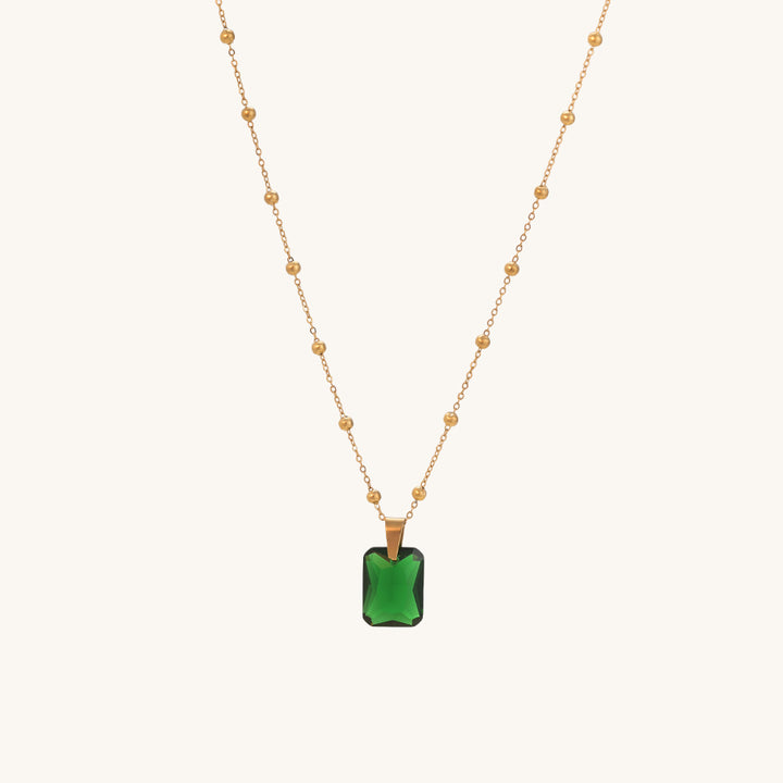 Shop Dazzling Emerald Necklace- 18k Gold Plated Palmonas-2