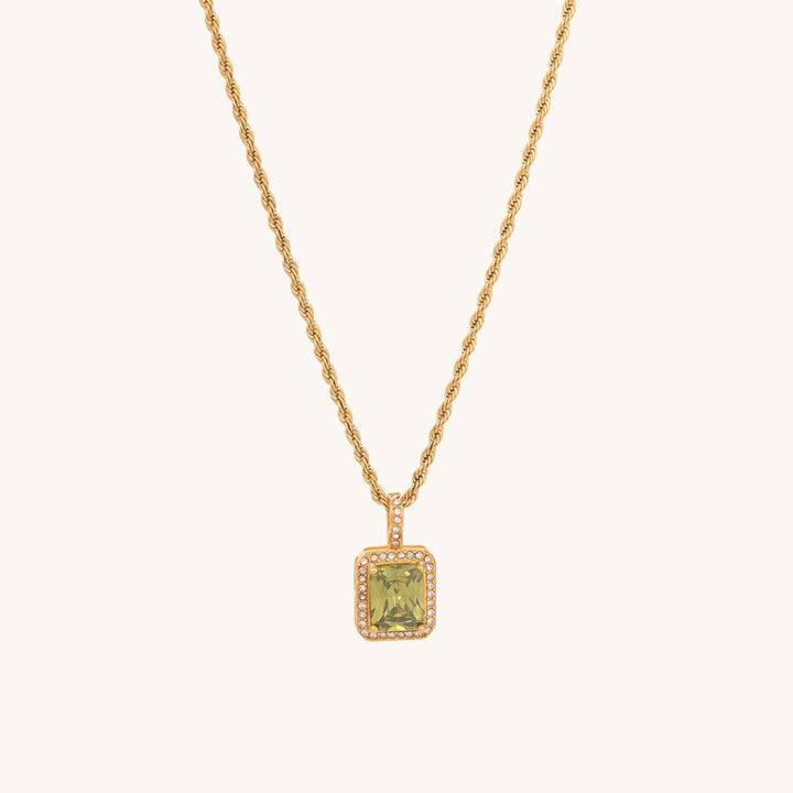 Shop Green Emerald Geometric Pendant | 18K Gold Plated Palmonas-3