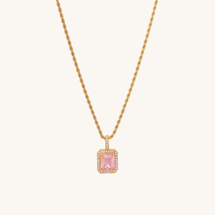 Shop Pink Emerald Geometric Pendant | 18k Gold Plated Palmonas-2