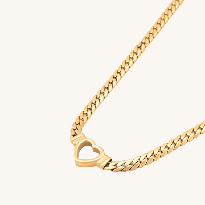 Shop Cuban Chain Hollow Heart Necklace | 18K Gold Plated Palmonas-2