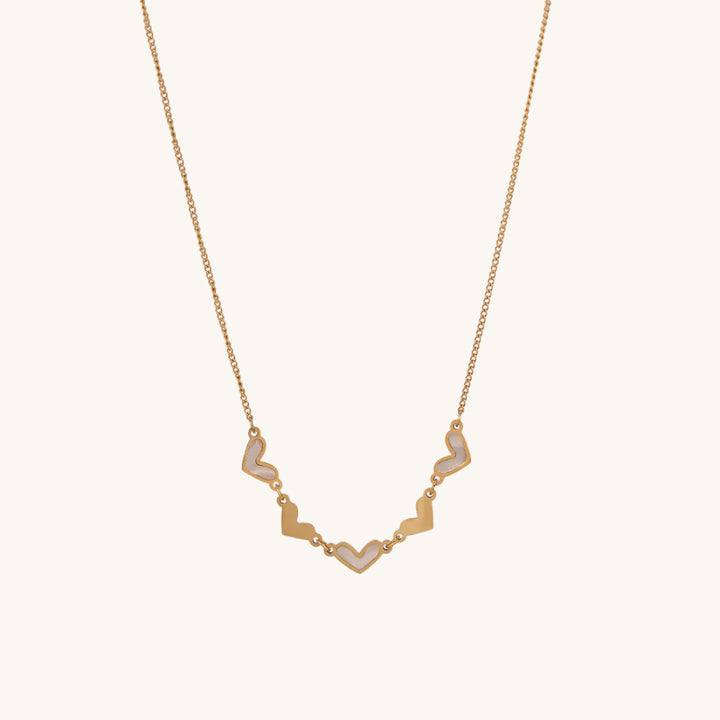 Shop Heart White Pearl Enamel Necklace | 18k Gold Vermeil Palmonas-2