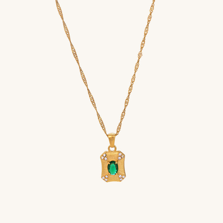 Shop Green Emerald Oval Cut Pendant | 18k Gold Plated Palmonas-5