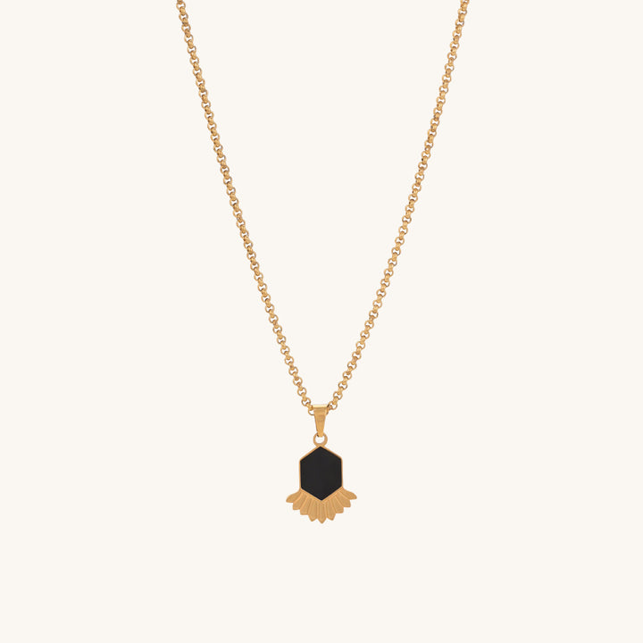 Shop Black Onyx Honeycomb Bee Pendant | 18k Gold Plated Palmonas-2