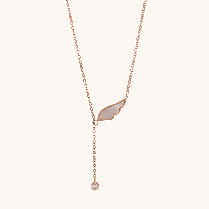 Shop Plumes Solitaire Necklace- 18k Rose Gold Plated Palmonas-2