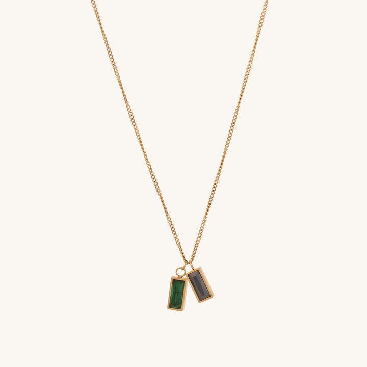 Shop Black Green Stone Necklace- 18k Gold Plated Palmonas-2
