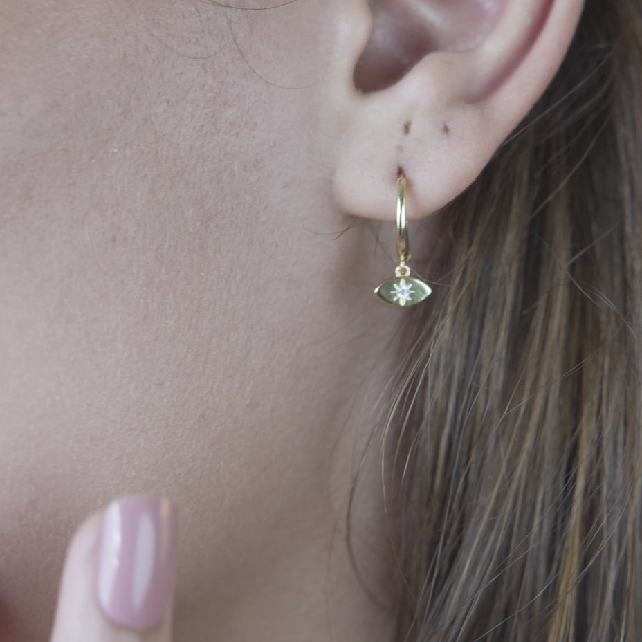 Tiny Iris Star Hoop Earrings
