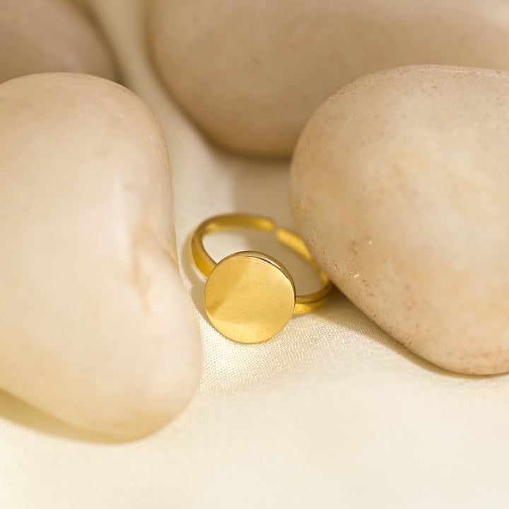 Shop Round Signet Ring- 18k Gold Plated Palmonas-2