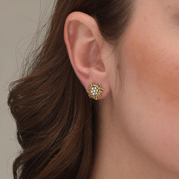 Dazzling Sun Stud Earrings- 18k Gold Plated