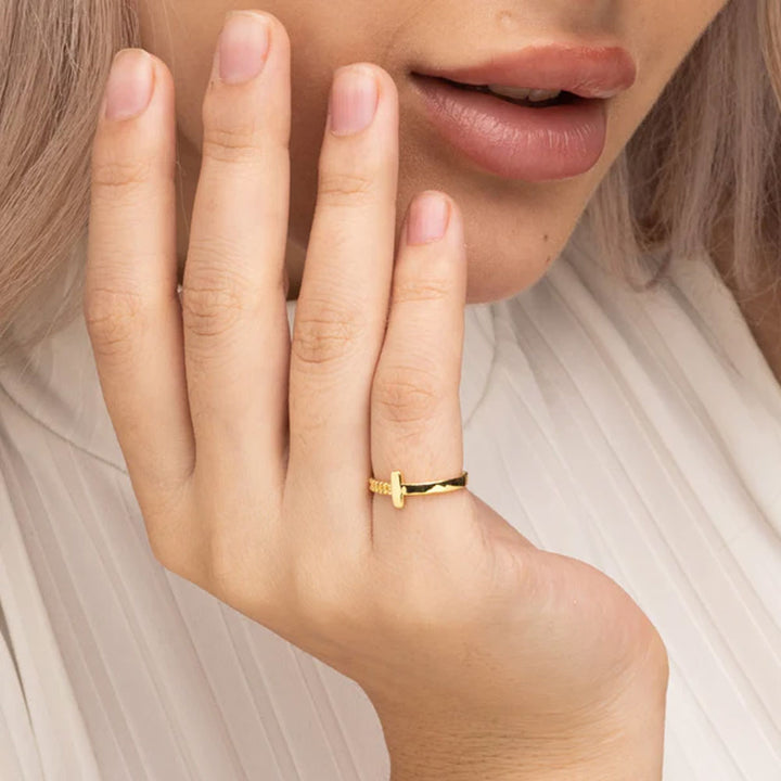 Shop Gold Julienne Ring- 18k Gold Plated Palmonas-3