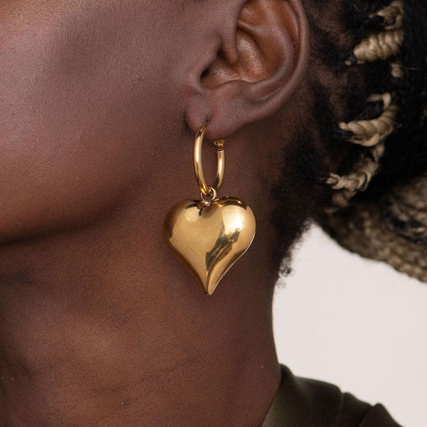 Shop Chunky Heart Hoop Earrings- 18k Gold Plated Palmonas-1