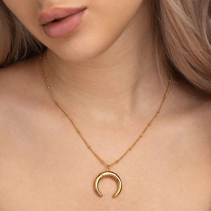 Shop Delicate Horn Necklace- 18k Gold Plated Palmonas-5