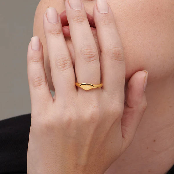 Sleek Heart Ring- 18k Gold Plated