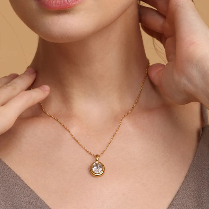 Shop White Emerald Oval Pendant | 18k Gold Plated Palmonas-6