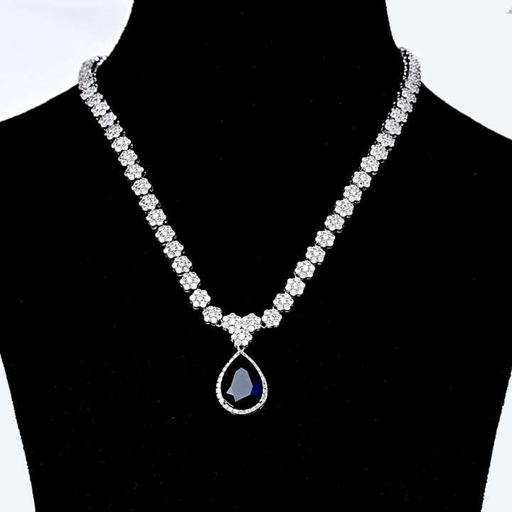 Shop Jiyaa Shankar loves Diamond & Blue Crystal Drop Necklace Set Palmonas-4