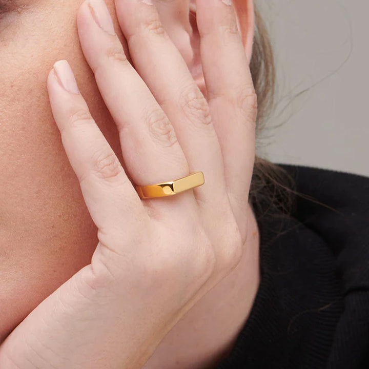 Shop Plain Bar Ring- 18k Gold Plated Palmonas-3