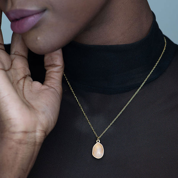 Pink Quartz Necklace- 18k Gold Plated