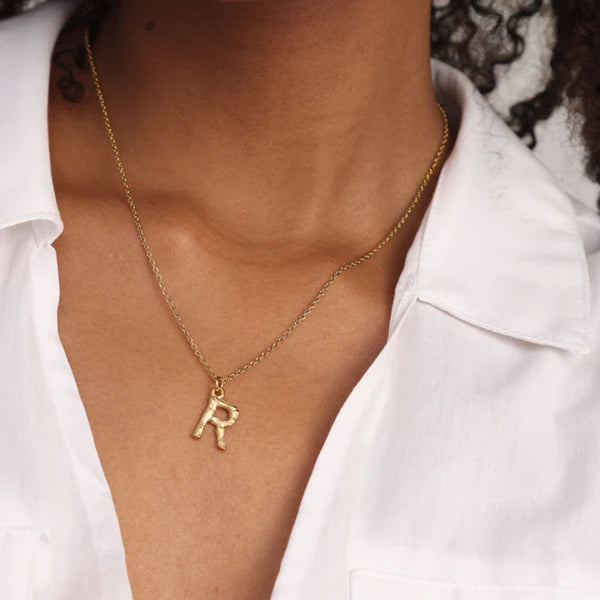 Bamboo Style Initial Charms- 18k Gold Plated