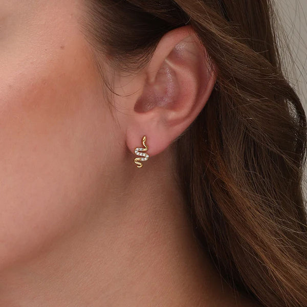 Shop Snake Charm Stud Earrings- 18k Gold Plated Palmonas-1