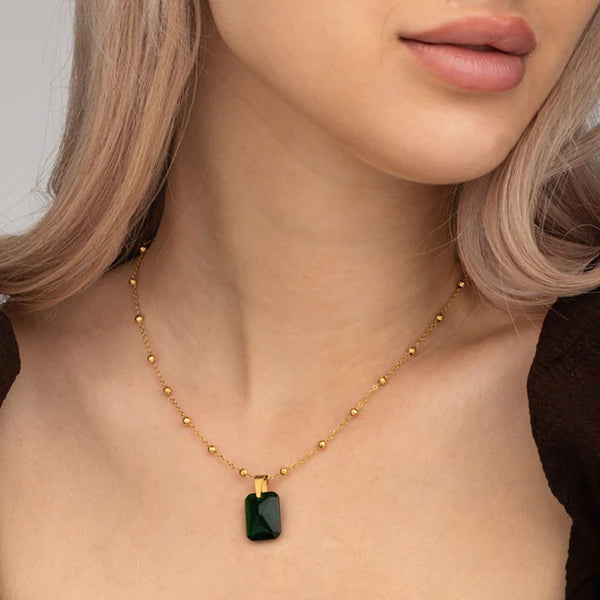 Dazzling Emerald Necklace- 18k Gold Plated
