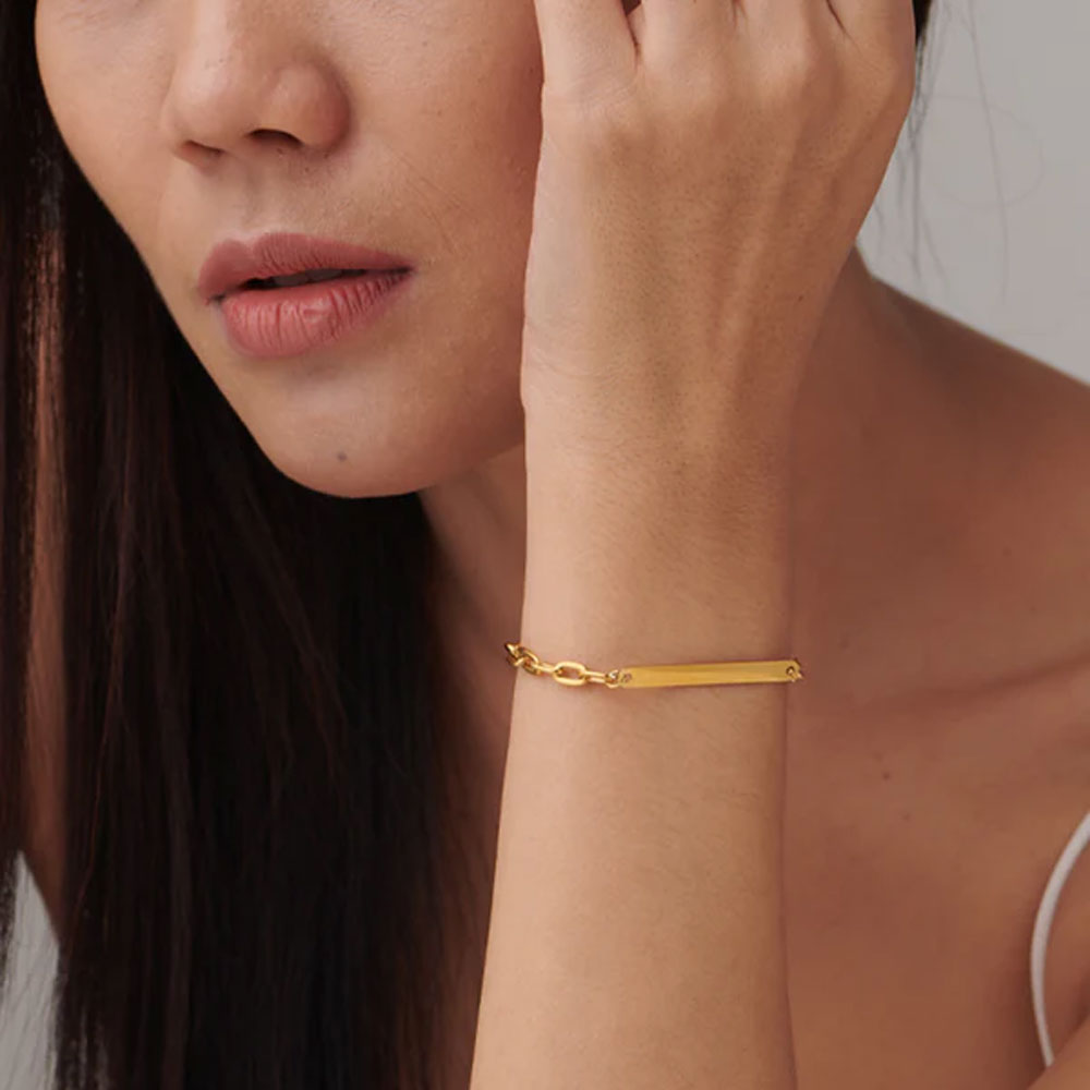 Buy Real Gold Plated Z Figaro Bracelet - Accessorize India