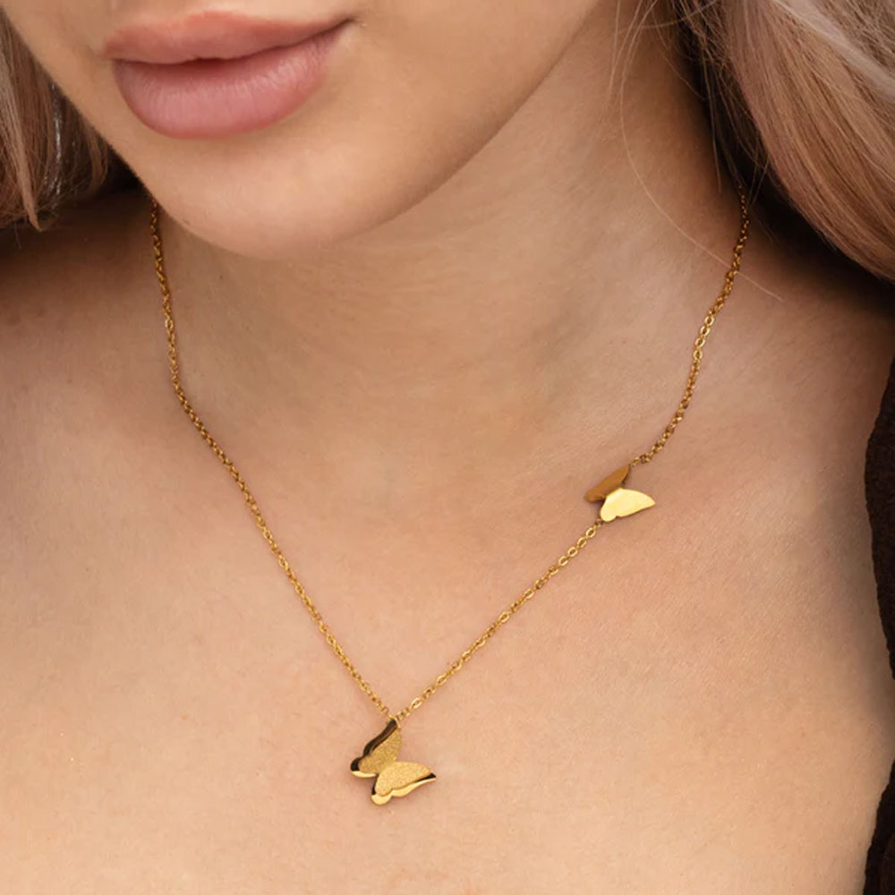 Butterfly Pendant Gold Plated Necklace Jewelry Gift for Woman Girl | Butterfly  pendant, Jewelry gifts, Necklace set