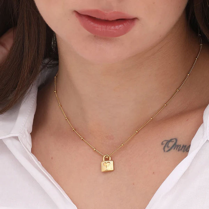Shop Heart Lock Necklace- 18k Gold Plated Palmonas-4