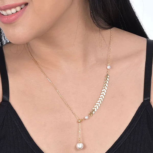 Shop Pearl Fishtail Arrow Chain Necklace | 18k Gold Plated Palmonas-1