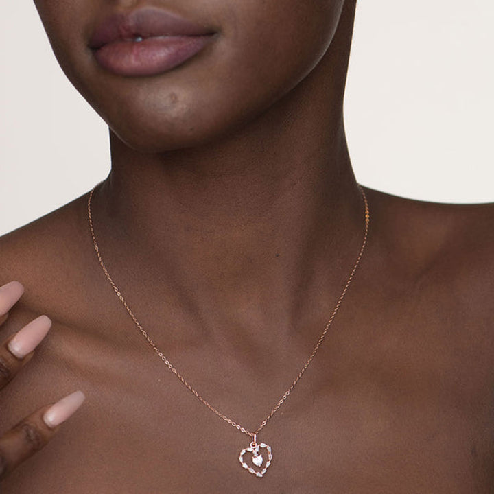 Shop Diamond Heart Necklace- 18k Rose Gold Vermeil Palmonas-4