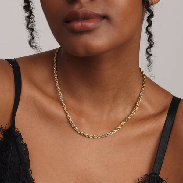 Rope Chain Necklace- 18k Gold Plated