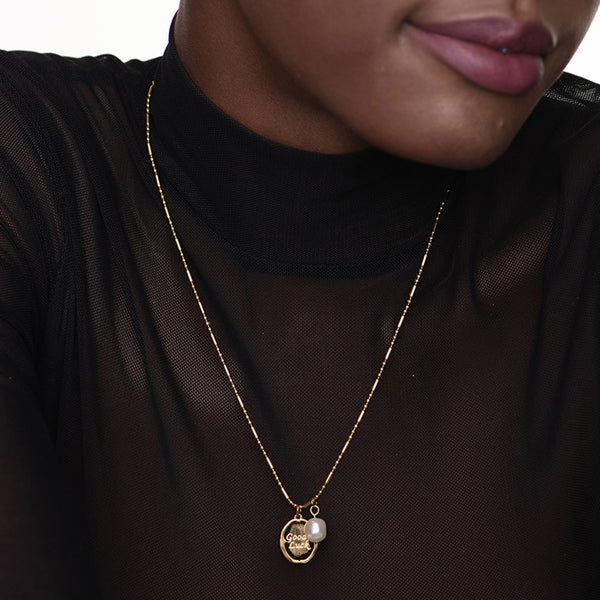 Lucky Pearl Gold Plated Necklace | 18k Gold Plated