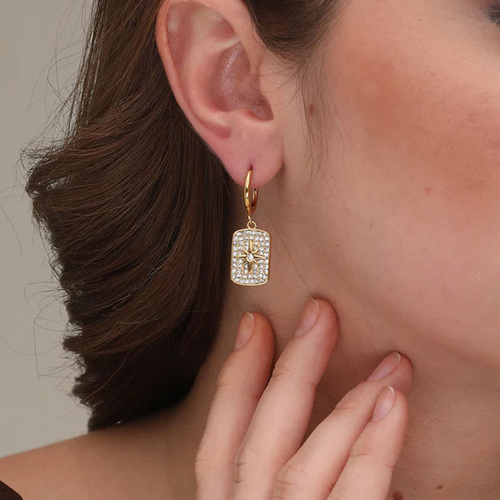 Shop Stones Sparkle Dangle Earrings- 18k Gold Plated Palmonas-5
