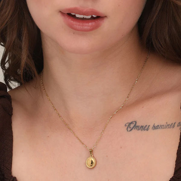 Engraved L Necklace- 18k Gold Plated