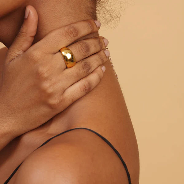 Plain Dome Ring- 18k Gold Plated