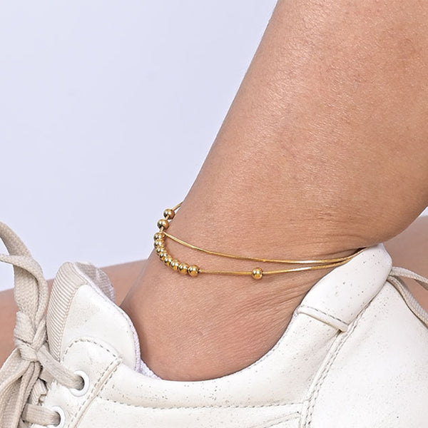 Beaded Affair Anklet- 18k Gold Plated