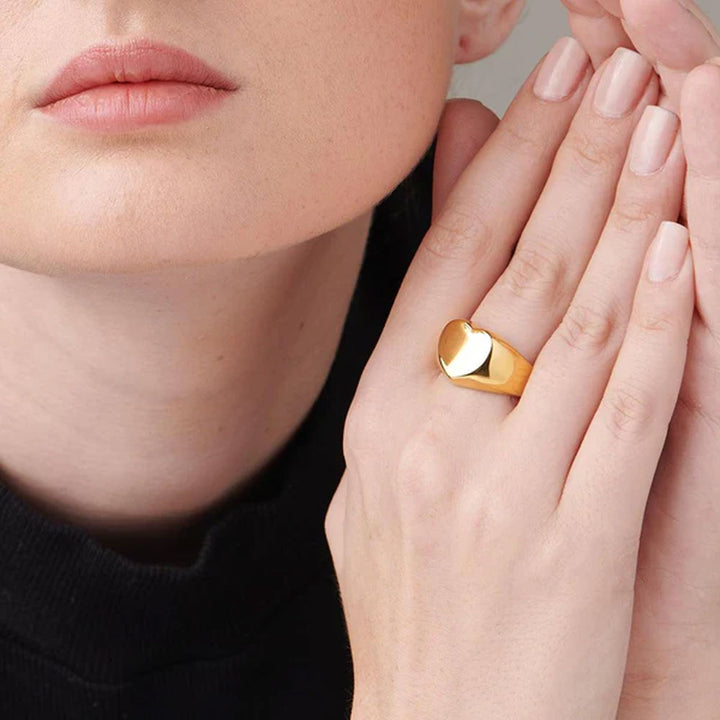 Shop Chunky Heart Ring- 18k Gold Plated Palmonas-4