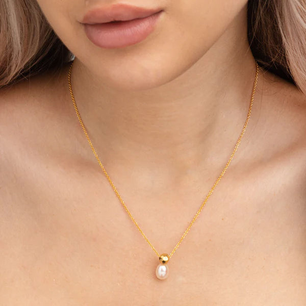 Crown Pearl Necklace- 18k Gold Plated