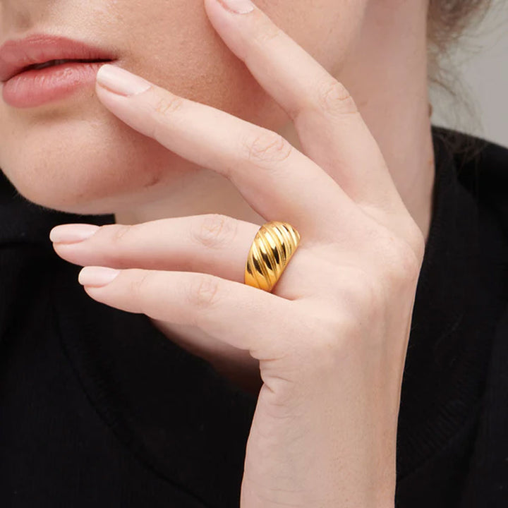 Shop Twisted Dome Ring- 18k Gold Plated Palmonas-4